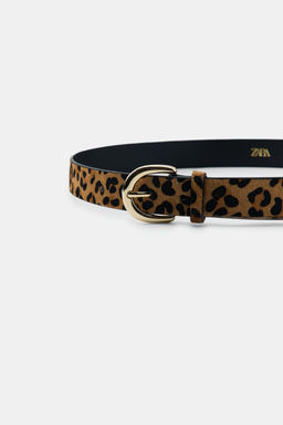 100% LEATHER ANIMAL PRINT BELT - Zara фото 3