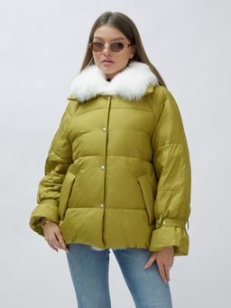 ВИДЕООБЗОР Куртка Бренд Visdeer ПРЕМИУМ КЛАССА зимняя с мехом ЕНОТА, горчичного цвета