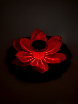 Садовый светильник для водоемов 28 х 28 х 9 см на солнечной бат-е "Лотос" красный N008