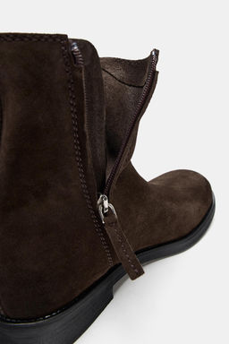 FLAT SPLIT SUEDE ANKLE BOOTS - Zara фото 7