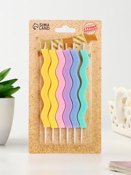 Цена за 2 шт. Свечи для торта Волна, 6 шт., разноцветные - Страна карнавалия фото 2