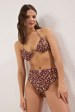 Leopar Desenli Aksesuarl? Yuksek Bel High Leg Slip Bikini Alt? TBESS25BA00033