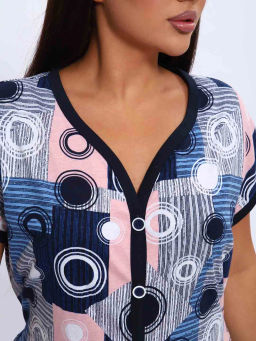 Халат женский, цвет синий белый розовый