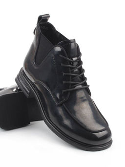 01-M43-22 BLACK Ботинки демисезонные женские (натуральная кожа, байка)