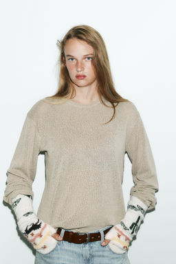 PRINTED KNIT MITTENS