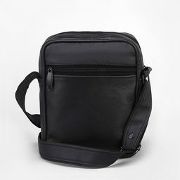 Сумка кросс-боди мужская на молнии, 4 наружных кармана, с ручкой, длинный ремень, 15×8.5×19 см, чёрная