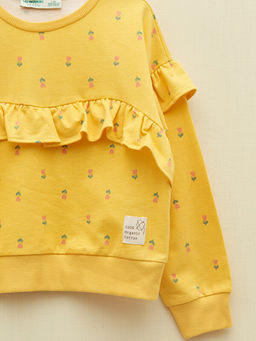 Bisiklet Yaka Bask?l? Uzun Kollu K?z ?ocuk Sweatshirt - Waikiki фото 3