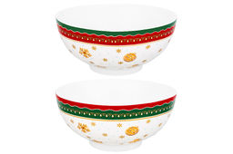 Набор 2 салатников 15*15*7 см 700 мл Новогодняя елка красный узор NEW BONE CHINA - Elan gallery фото 5