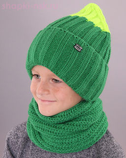 18-73-L Комплект для мальчика флис (колпак+снуд) (52-54)