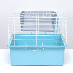 Клетка для грызунов Пижон №1 складная, 58 х 40 х 34 см (+миска, 2 кормушки), бирюзовая  фото 2