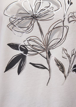 Cicek Bask?l? Beyaz Tisort - Mavi фото 6