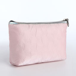 Косметичка на молнии простая, мягкая, розовая