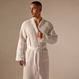 Халат вафельный мужской SL HOME: Boho «Блан де Блан», размер S, хлопок 100%, белый