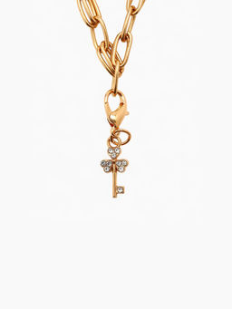 Цена за 5 шт. Шарм для браслета на карабине «Ключ», белый в золоте