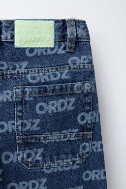 WIDE-LEG JEANS WITH TEXT PRINT - Zara фото 4