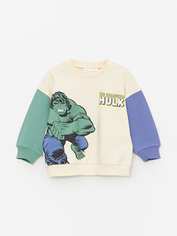 Bisiklet Yaka Uzun Kollu Hulk Bask?l? Erkek Bebek Sweatshirt