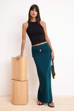 Siyah Gold Aksesuar Detayl? Esnek Maxi Orme Bal?k Etek TWOSS25ET00110 - Trendyolmilla фото 7