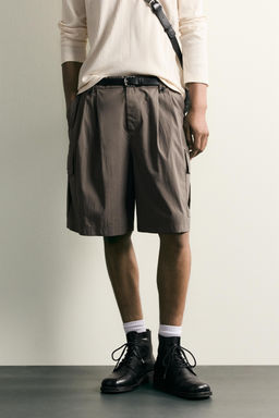 BERMUDA CARGO RELAXED FIT PLIEGUES / Marr?n / Topo - Zara фото 2
