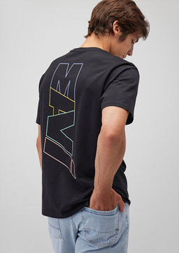 Mavi Logo S?rt Bask?l? Siyah Tisort