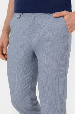 Erkek Carrot Fit Mavi Kanvas Pantolon