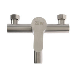 Смеситель для ванны ZEIN ZS5, короткий излив, с душевым набором, нержавеющая сталь, сатин