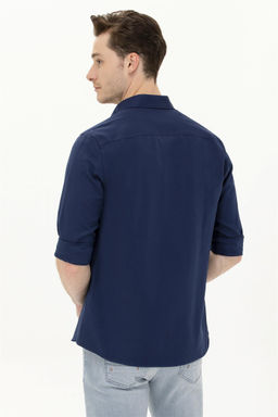 Мужская темно-синяя базовая рубашка с длинным рукавом Неожиданная скидка в корзине - U.s. polo assn фото 5