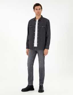 Джинсовые брюки узкого кроя антрацитового цвета