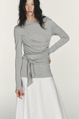 VESTIDO MIDI COMBINADO LAZADA / Blanco / Gris - Zara фото 2