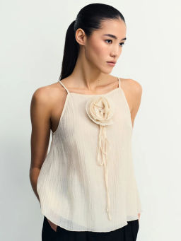 Блуза из тенселя с цветком / Zarina