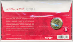 Монета 1 доллар 2009 года Австралия  200 лет почтой службе Австралии (цветная, в блистере с маркой)