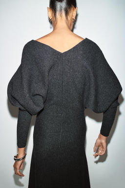 V-NECK KNIT MIDI DRESS - Zara фото 14