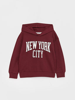 Bask?l? Uzun Kollu K?z ?ocuk Hoodie ve E?ofman Alt? - Waikiki фото 2