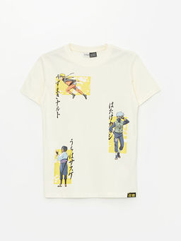 Bisiklet Yaka Naruto Bask?l? K?sa Kollu Erkek ?ocuk Ti??rt