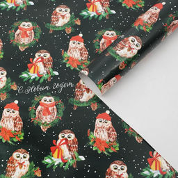 Цена за 10 шт. Бумага упаковочная глянцевая «Совушки», 70 х 100 см