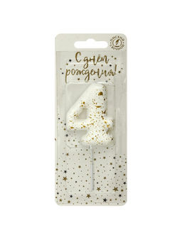 Цена за 2 шт. Свеча в торт «Белые брызги», цифра 4