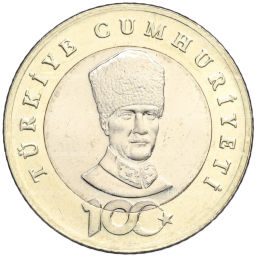 5 лир 2023 года Турция 100 лет со дня основания Республики