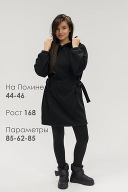 Туника женская теплая с капюшоном и хлястикамии