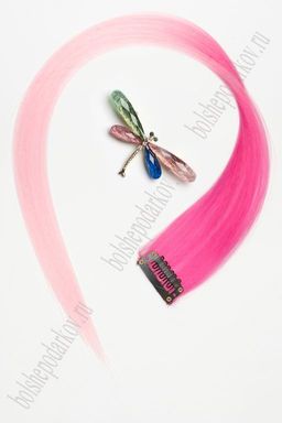 Прядь волос двухцветная на заколке (6 шт) SF-3045, розовый/св.-розовый