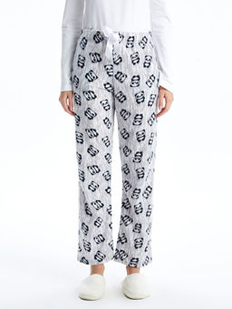 Beli Lastikli Bask?l? Kad?n Polar Pijama Alt?