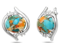 Серьги, бирюза устричная голубая, СПН4204