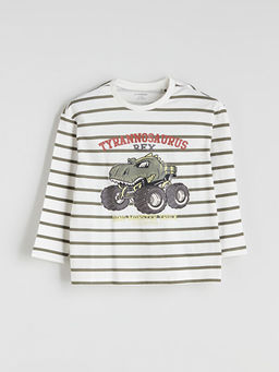 Bisiklet Yaka Bask?l? Erkek ?ocuk Sweatshirt ve E?ofman Alt 2li