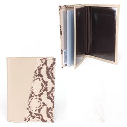 Обложка для авто+паспорт-Croco-ВП-105 натуральная кожа бежевый питон/беж матовый (501/242) 236422