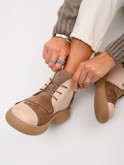 Ботинки EDART 305.927 ka. Вакса пудра+серо коричневая замша/байка - Ed'art фото 10