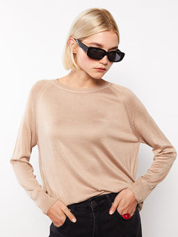 Bisiklet Yaka D?z Uzun Kollu Kad?n Triko Kazak