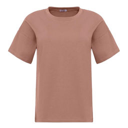 Футболка однотонная женская MINAKU: Basic line, коричневая, размер 42