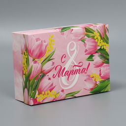 Коробка подарочная складная, упаковка, 8 марта, 21?15?7 см