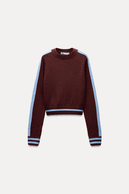 CROPPED KNIT SWEATER WITH TRIM - Zara фото 5