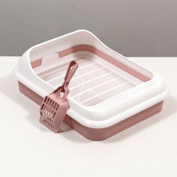 Туалет «Лекси» для кошек, с решёткой и совком 45×36×15 см, розовый