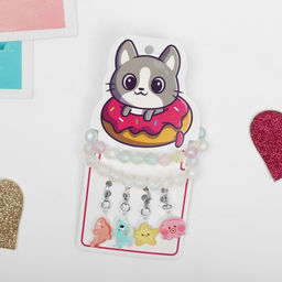 Набор «Выбражулька» 6 предметов: 2 браслета d=5 см, 4 сменных подвески, подводный мир, МИКС