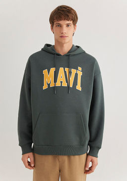 Mavi Logo Bask?l? Kapusonlu Yesil Sweatshirt  фото 3